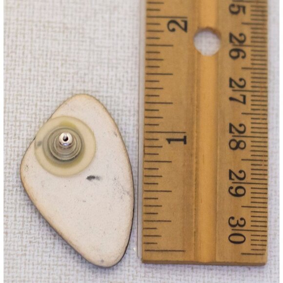 Vintage Rainbow Iridescent Ceramic Stud Earrings - K1 - Picture 3 of 3